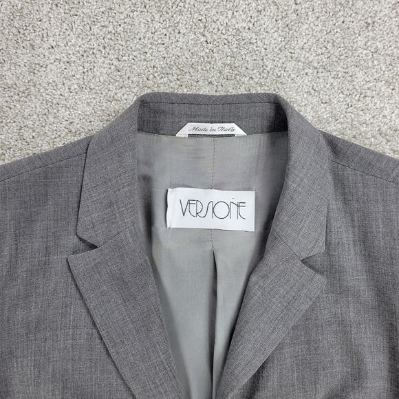 Versione Longline Trench Suit Jacket Womens 4 Gray Wool Lightweight Career Italy - Picture 2 of 16